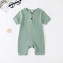 Short Sleeve Ribbed Cotton Baby Romper, thumbnail 2 of 7