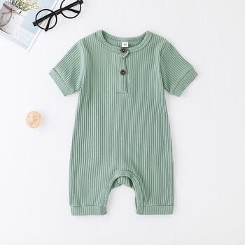 Short Sleeve Ribbed Cotton Baby Romper, 2 of 7