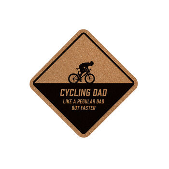 Square Cork Coaster 'Cycling Dad' | Homeware | Tableware | Cycling | Cyclist | Bike Rider Gift, 2 of 2