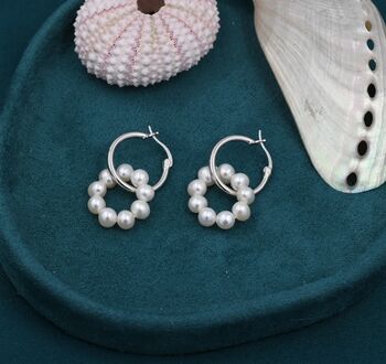 Pearl Wreath And Hoop Earrings Sterling Silver, 3 of 8