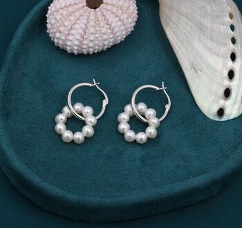 Pearl Wreath And Hoop Earrings Sterling Silver, 3 of 9