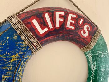 50cm Large Multi Coloured “Lifes A Beach' Buoy Ring Fun Gift, 2 of 7