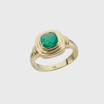 California Cushion Green Onyx Gold Plated Ring, 2 of 4