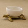 White Marble Mini Bowl With Brass Turtle Base, thumbnail 1 of 3