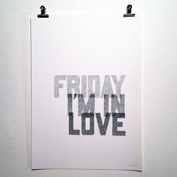 'Friday I’m In Love' The Cure Lyrics Typography Print, 2 of 7