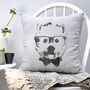 Glasses And Bow Tie Dog Print Cushion, thumbnail 1 of 2