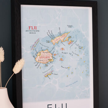 Framed And Personalised Fiji Map Print, 2 of 4