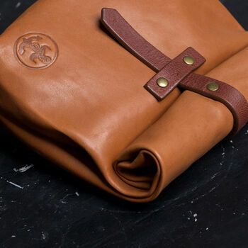 Leather Roll Down Ditty Washbag, 3 of 4