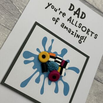 Liquorice Allsorts Polymer Clay Birthday Card Handmade, 4 of 12