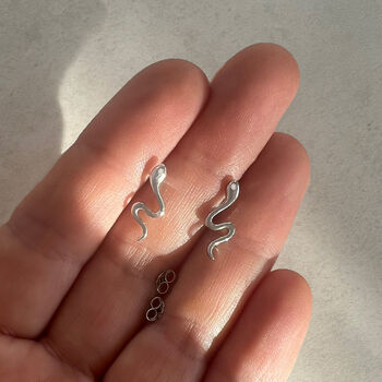 Sterling Silver Snake Stud Earrings, 3 of 8