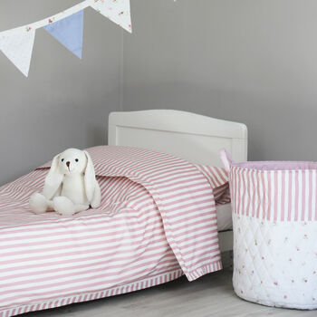 Pink Stripe Duvet Cover And Pillowcase Set Two Sizes, 2 of 9