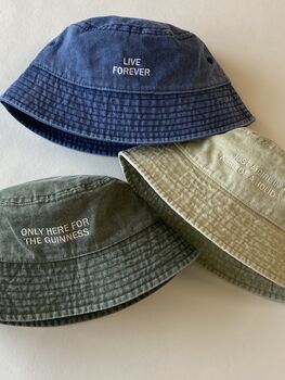 Personalised Slogan Vintage Denim Bucket Hat, 2 of 5