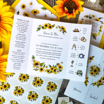 Sunflower Gatefold Wedding Invitation Suite, 9 of 9
