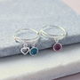 Sterling Silver Adjustable Birthstone Charm Ring, thumbnail 6 of 11