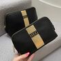 Personalised Stripe Saffiano Leather Cosmetic Makeup Toiletry Bag, thumbnail 1 of 5