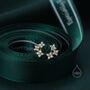 Sterling Silver Tiny Hydrangea Bouquet Cz Screw Back Earrings, thumbnail 6 of 12