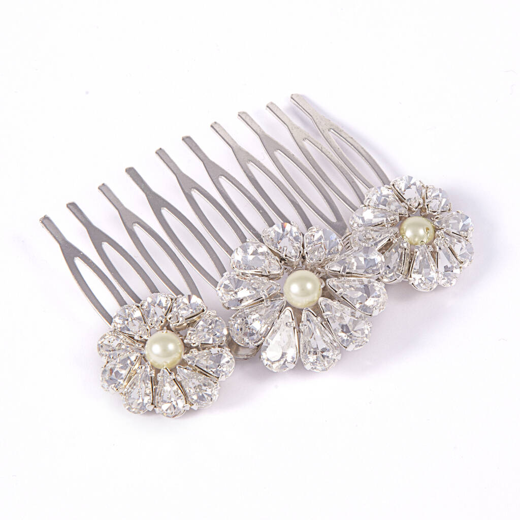 Crystal And Pearl Wedding Hair Comb 'Ellen One' By Rosie Willett ...