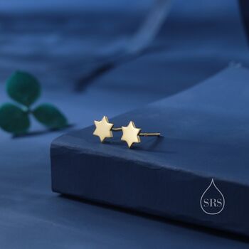 Sterling Silver Minimalist Star Of David Star Stud Earrings, 2 of 12