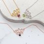 Lotus Flower Pendant Necklace With Birthstone, thumbnail 8 of 11