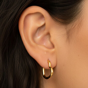 Women's Small Heart Hoop Earrings In Gold, Minimalist Jewellery, 4 of 5