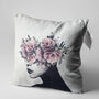 Floral Cushion Cover With Abstract Women Face Theme, thumbnail 3 of 6