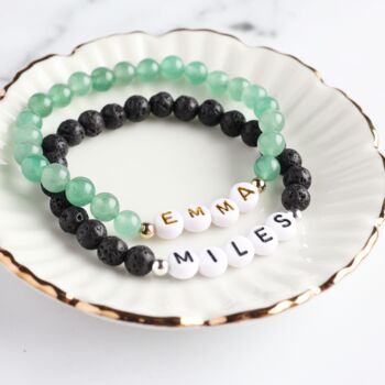 Couples Boyfriend Personalised Gemstone Beaded Bracelet Set, 6 of 10