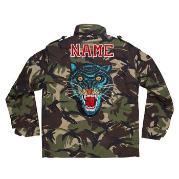 Blue Sequin Tiger Personalised Kids Camo Jacket, 7 of 8