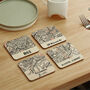 Personalised Home Location Map Wooden Coaster Set, thumbnail 1 of 6
