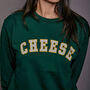 Cheese Varsity Slogan Christmas Sweatshirt, thumbnail 6 of 8