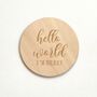 Baby Announcement Plaque Wooden Hello World Sign, thumbnail 2 of 3