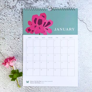 2026 A4 Wall Calendar Flower Illustrations, 2 of 6