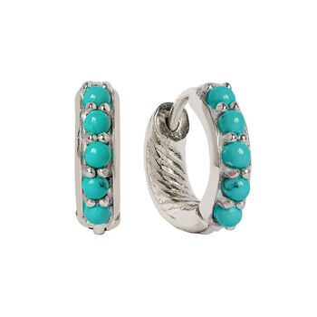 Kali Sterling Silver Turquoise Huggie Hoops, 4 of 8