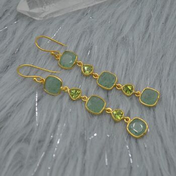 Peridot Green Jade Silver Dangle Earrings, 5 of 8