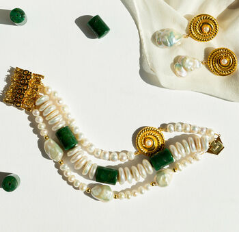 Baroque Pearls And Jade Bracelet, 5 of 9