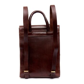 Vintage Closure Leather Backpack Bowie In Chocolate Brown, 4 of 4