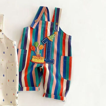 Personalised First Birthday Outfit Baby Dungarees, 3 of 7