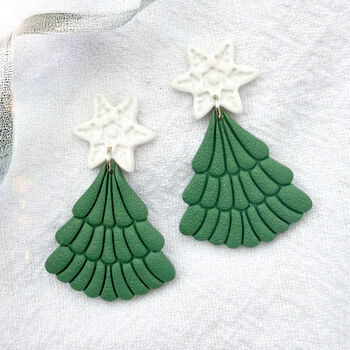 Christmas Tree Polymer Clay Earrings, 2 of 6