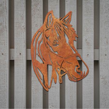 Rusted Metal Horse Head Stables Decor Wall Art, 7 of 10