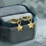 Sterling Silver Tiny Plumeria Flower Huggie Hoop Earrings, thumbnail 6 of 11