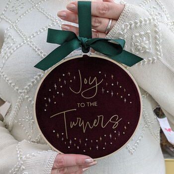 Christmas Joy Personalised Embroidered Hoop, 6 of 8