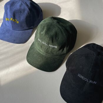 Embroidered Personalised Slogan Cord Cap, 8 of 11