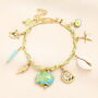 Stainless Steel Green And Blue Sea Charm Bracelet In Gold Plating, thumbnail 1 of 2