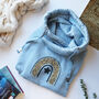 Cowl Neck Luxe Baby Blue Hoodie, thumbnail 8 of 9