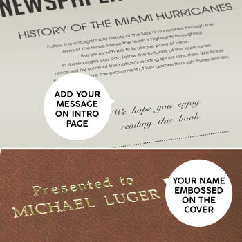 Miami Hurricanes College Football Personalised Newspaper History Book, 4 of 9