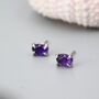 Genuine Dark Amethyst Oval Stud Earrings, thumbnail 7 of 12