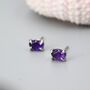 Genuine Dark Amethyst Oval Stud Earrings, thumbnail 7 of 11