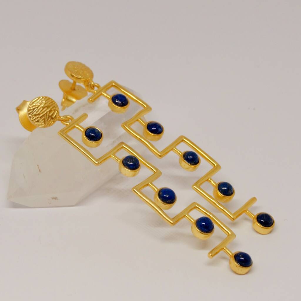 Lapis Lazuli Gold Drop Earrings, 1 of 4