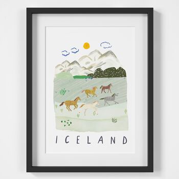 Wild Horses, Iceland Landscape Travel Print, 2 of 2