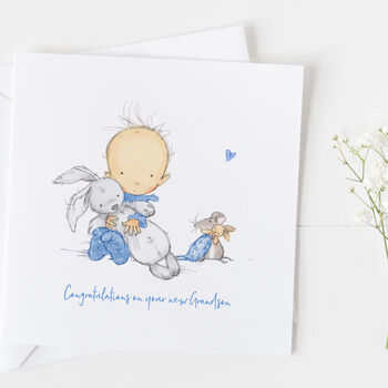 New Baby Card For Boys, Christening Card Boys ..V2a3, 2 of 6