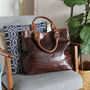 Classic Leather Tote Bag, Brown, thumbnail 1 of 6